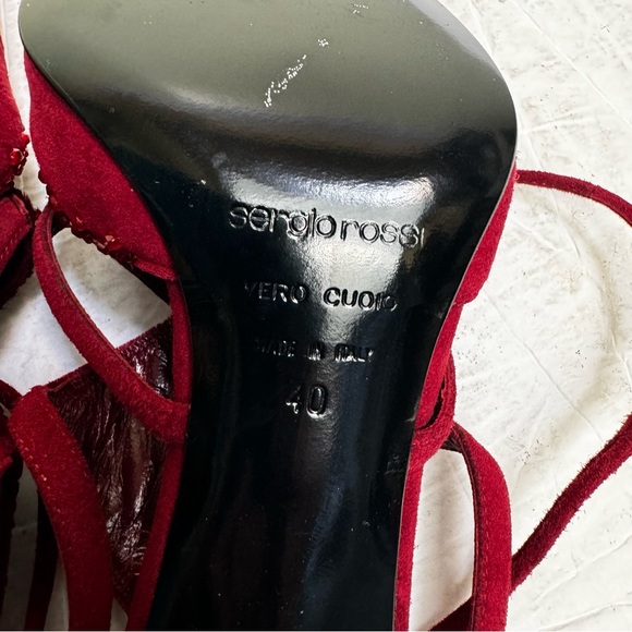 SERGIO ROSSI NEW Velvet Leather Beads Suede Ankle Tie Pointy Toe Pump Heels Shoe - Picture 12 of 15